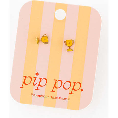 Trophy Stud Earrings, Gold - Earrings - 4
