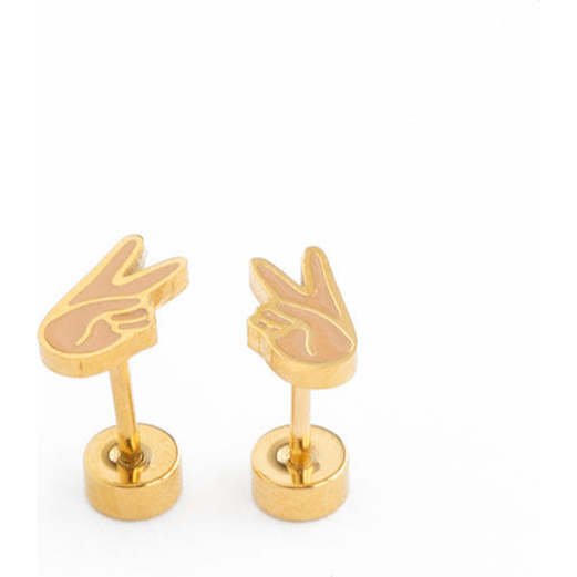 Peace Stud Earrings, Gold