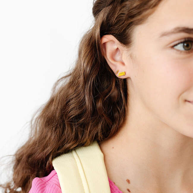 School Bus Stud Earrings, Yellow - Earrings - 3