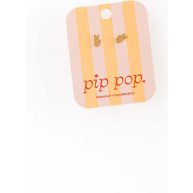 Peace Stud Earrings, Gold - Earrings - 3