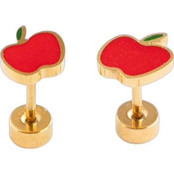 Apple Stud Earrings, Red