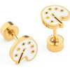 Paint Palette Stud Earrings, White - Earrings - 4