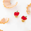 Apple Stud Earrings, Red - Earrings - 4