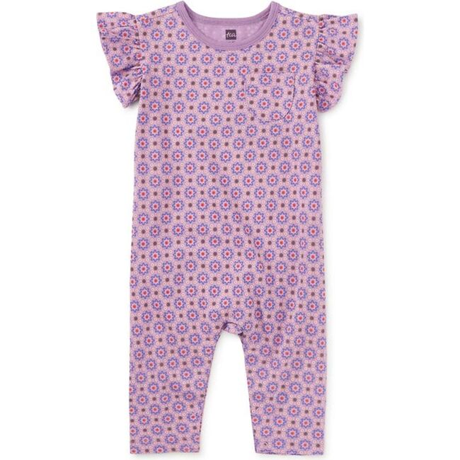 Ruffle Sleeve Baby Romper, Korean Tiles