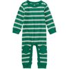 Stripe Knee Patch Baby Romper, VIRIDIAN - Rompers - 1 - thumbnail