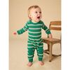 Stripe Knee Patch Baby Romper, VIRIDIAN - Rompers - 2