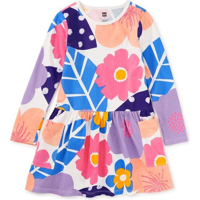 Long Sleeve Pocket Dress, Oversized Cherry Blossoms