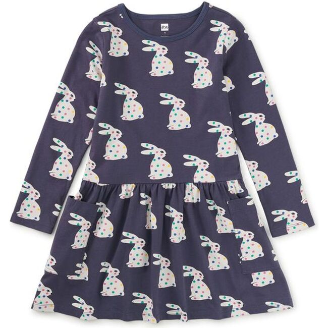 Long Sleeve Pocket Dress, Rice Ball Dot Bunny