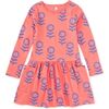 Long Sleeve Pocket Dress, Dahlias - Dresses - 1 - thumbnail