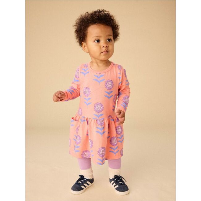 Long Sleeve Pocket Dress, Dahlias - Dresses - 2