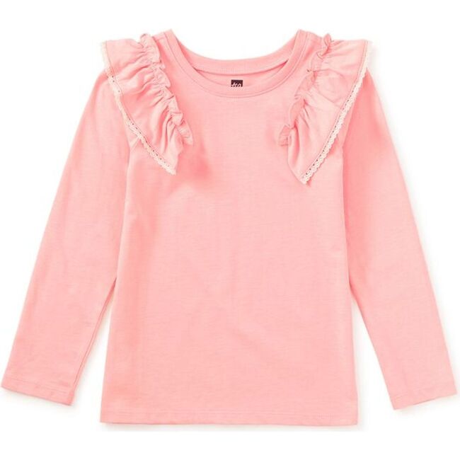 Long Sleeve Lace Trim Top, Cherry Blossom