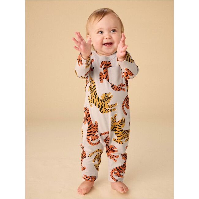 Long Sleeve Pocket Baby Romper, Lightning Tiger - Rompers - 2
