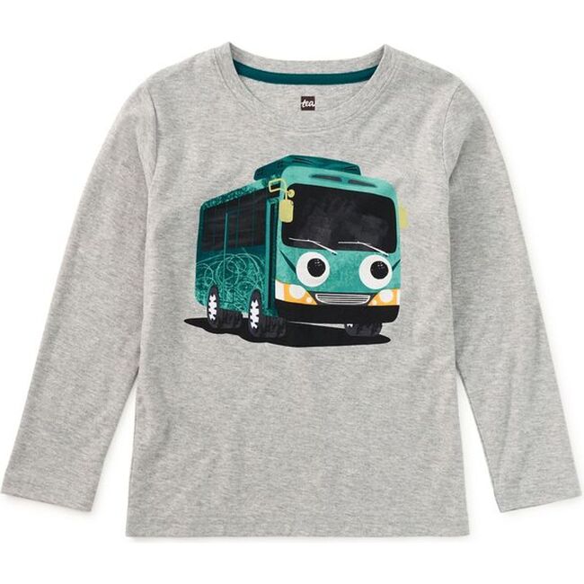 Korean Bus Graphic Tee, Med Heather Grey