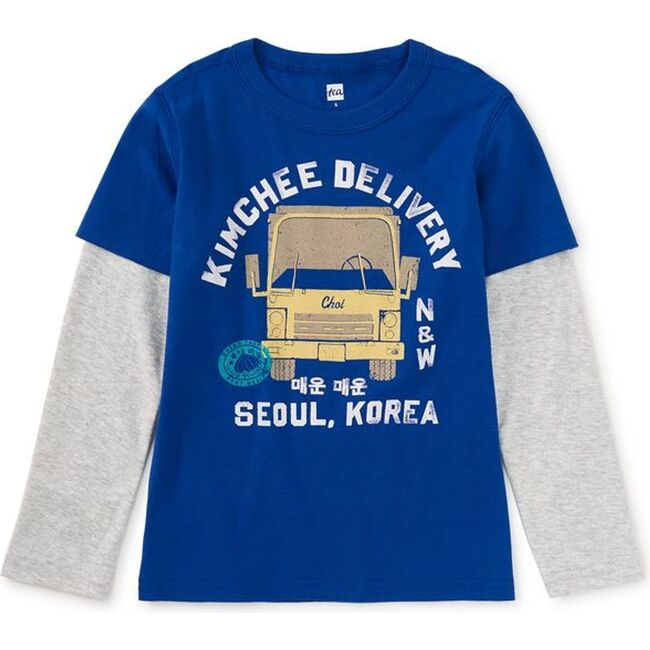 Kimchee Delivery Layered Tee, Galactic Blue