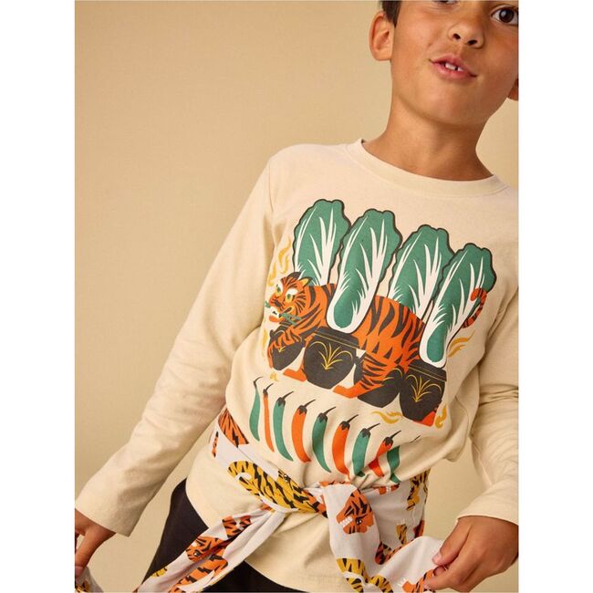 Kimchi Tiger Graphic Tee, Almond - T-Shirts - 3