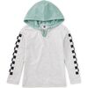 Checker Sleeves Happy Hoodie, LIGHT GREY HEATHER - Sweatshirts - 1 - thumbnail