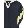 Bolt Sleeves Happy Hoodie, Indigo - Sweatshirts - 2