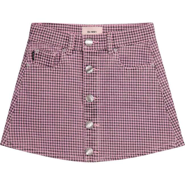 Jenny Mini Skirt Toddler Girls, Pink Houndstooth