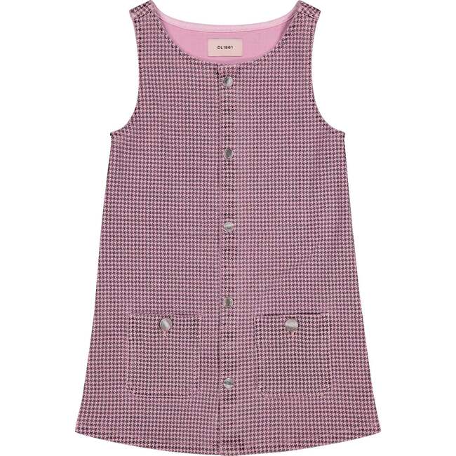 Hana Dress Toddler Girls, Pink Houndstooth