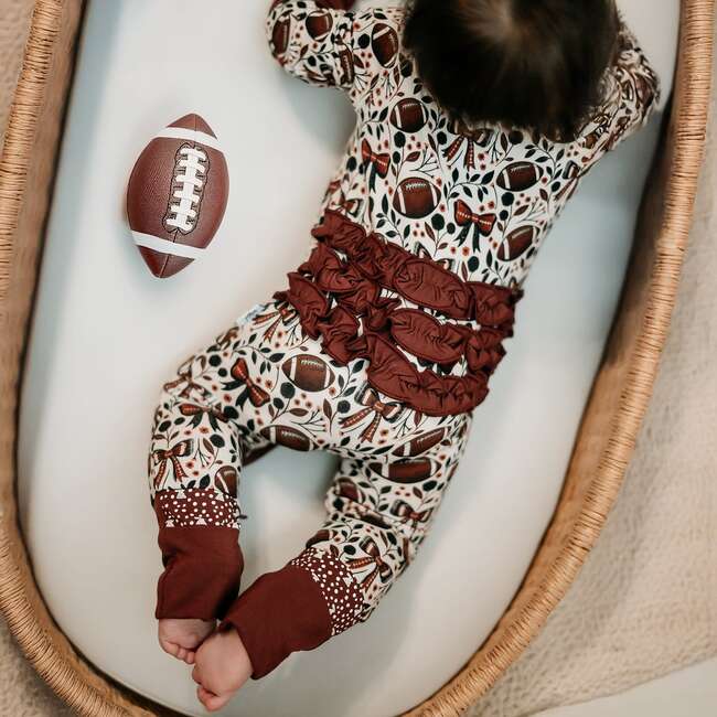 Game Day Blooms Ruffle Footie Snoozer - Footie Pajamas - 2