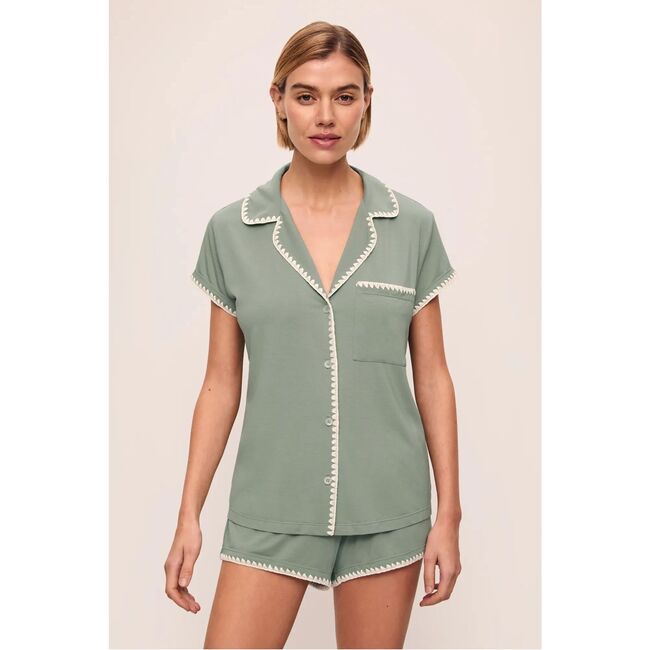 Frida TENCEL Modal Shortie Short PJ Set, EUCALYPTUS/IVORY