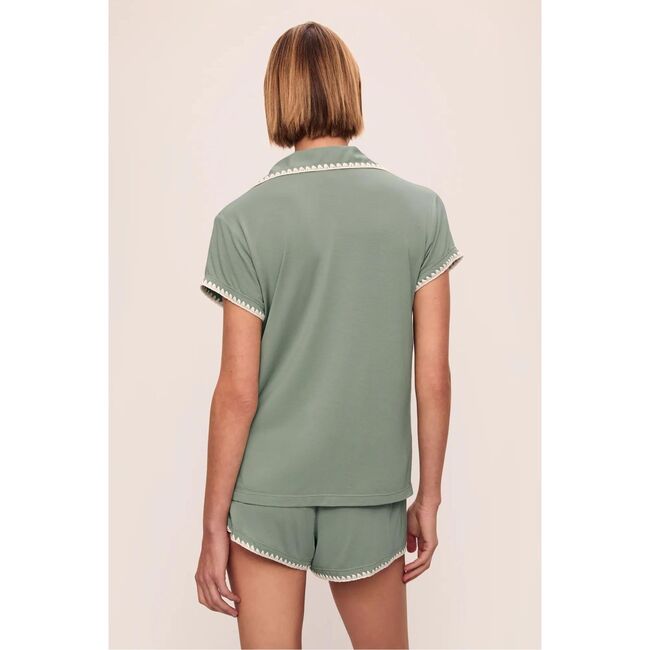 Frida TENCEL Modal Shortie Short PJ Set, EUCALYPTUS/IVORY - Pajamas - 3