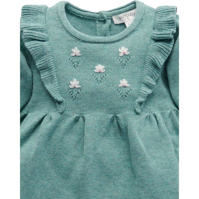 Primrose Knitted Dress Pea Green Melange - Dresses - 3