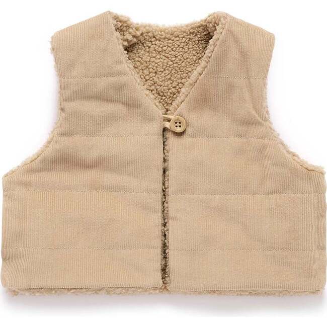 Shearling Reversible Vest Mushroom - Vests - 3