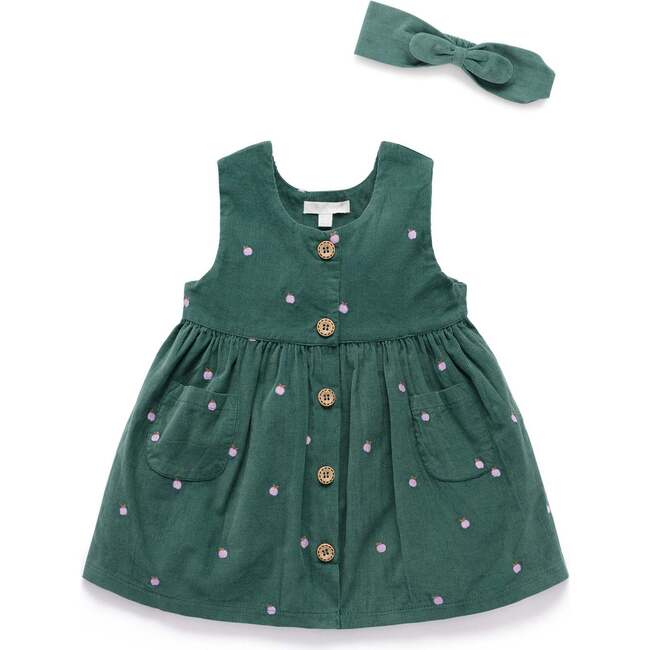 Corduroy Pinnie & Headband Set Apple Broderie