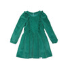 Long Sleeve Ruffle Dress in Green Corduroy - Dresses - 1 - thumbnail