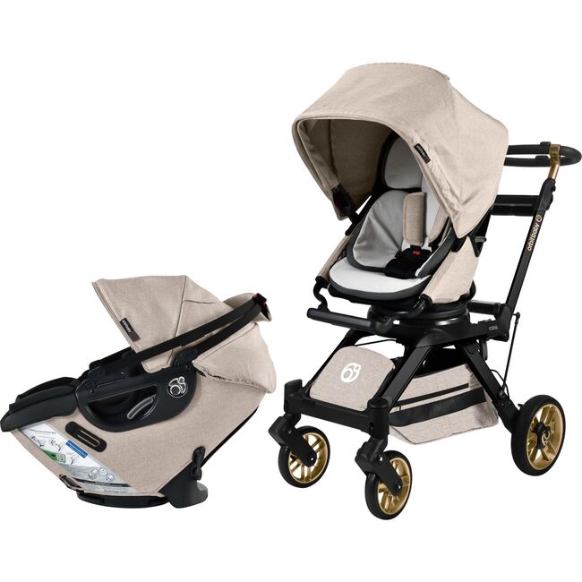 Stroll & Ride Travel System, Black Luxe/Melange Flax