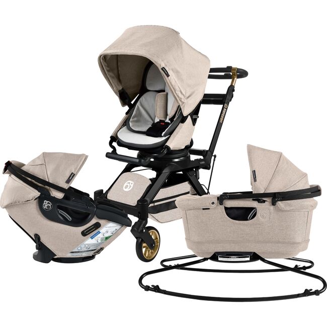 Stroll, Lounge & Ride Travel System, Black Luxe/Melange Flax