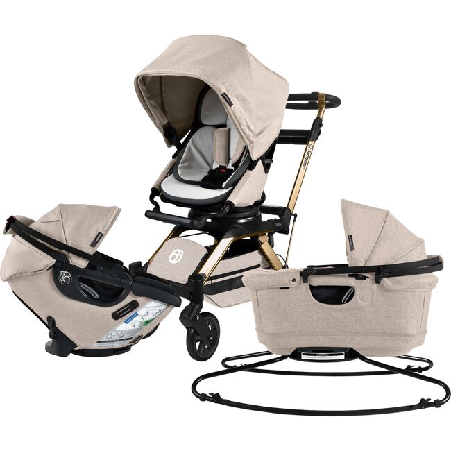 Stroll, Lounge & Ride Travel System, Gold/Melange Flax