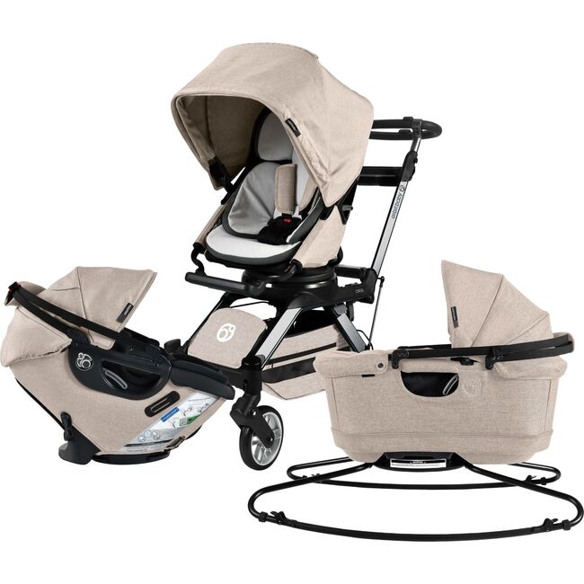 Stroll, Lounge & Ride Travel System, Titanium/Melange Flax