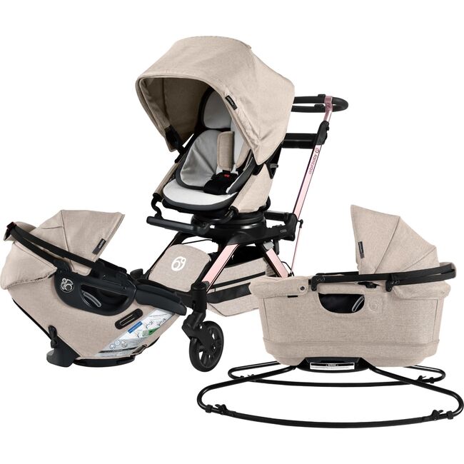 Stroll, Lounge & Ride Travel System, Rose Gold/Melange Flax