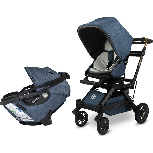 Stroll & Ride Travel System, Black Luxe/Melange Navy