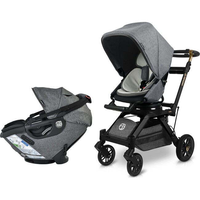 Stroll & Ride Travel System, Black Luxe/Melange Grey