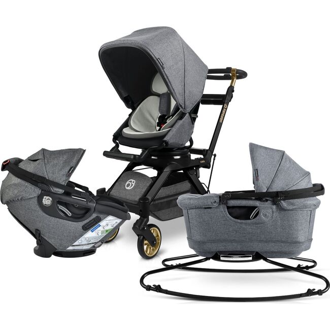 Stroll, Lounge & Ride Travel System, Black Luxe/Melange Grey