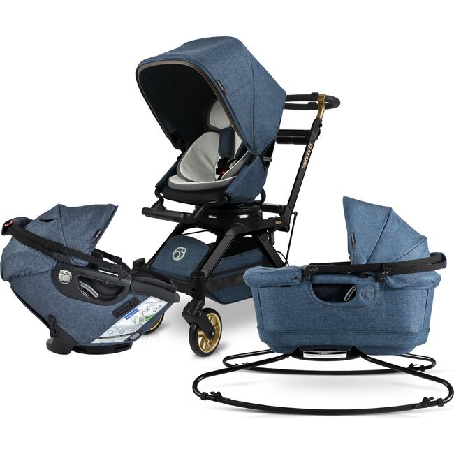 Stroll, Lounge & Ride Travel System, Black Luxe/Melange Navy