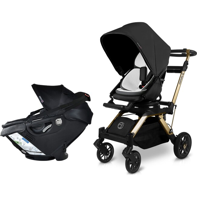 Stroll & Ride Travel System, Gold/Black Merino