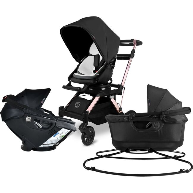 Stroll, Lounge & Ride Travel System, Rose Gold/Black Merino