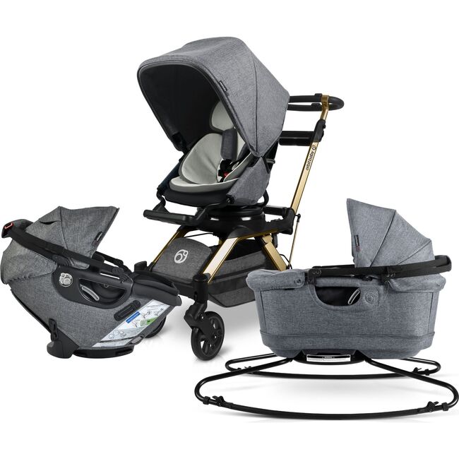 Stroll, Lounge & Ride Travel System, Gold/Melange Grey