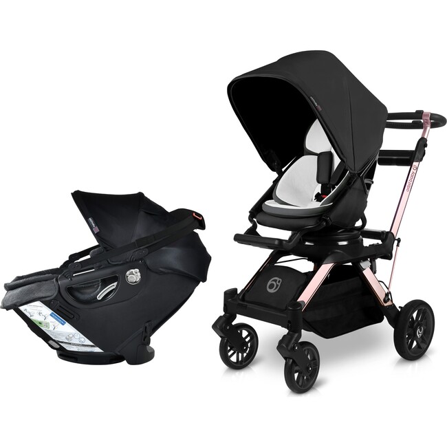 Stroll & Ride Travel System, Rose Gold/Black Merino