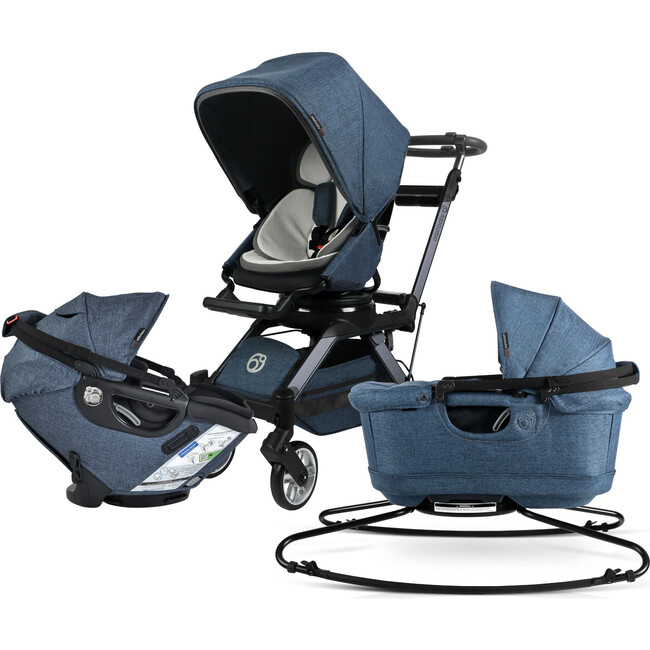 Stroll, Lounge & Ride Travel System, Titanium/Melange Navy