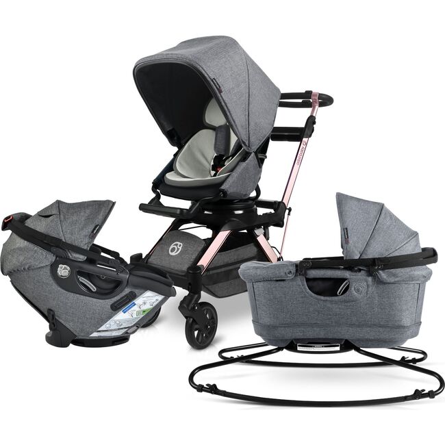 Stroll, Lounge & Ride Travel System, Rose Gold/Melange Grey