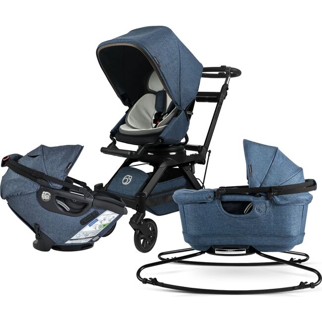 Stroll, Lounge & Ride Travel System, Black/Melange Navy
