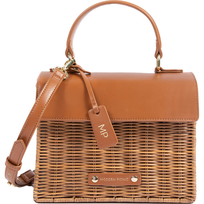 Mini Insulated Hand-Woven Wicker Lunchbox, Brown