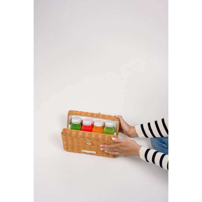 Insulated Small Wicker Snack Clutch, White - Lunchbags - 5