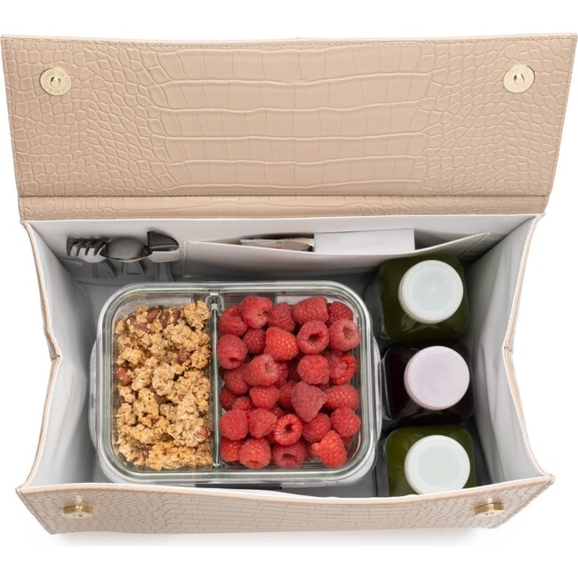 Large, Insulated, Chic Lunchbox, Cream Croc - Lunchbags - 5