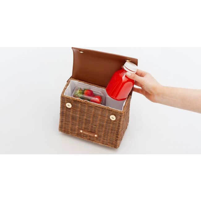 Mini Insulated Hand-Woven Wicker Lunchbox, Brown - Food Storage - 4